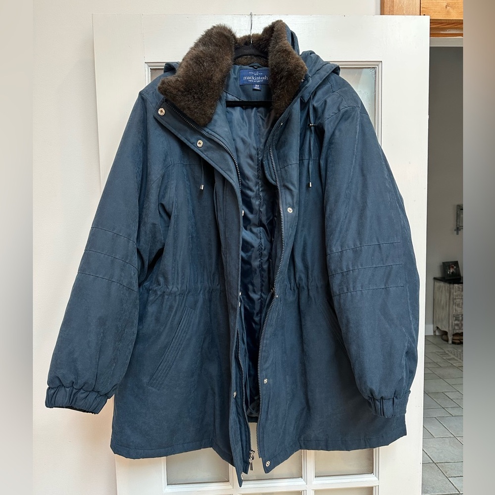 Vintage Mackintosh New England Y2K Parka Jacket Quilted Faux Fur Plus Size 3X